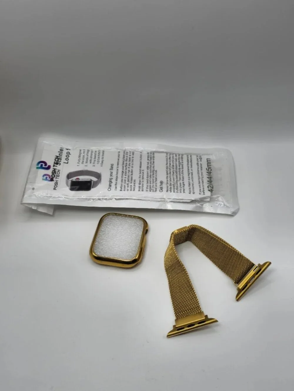 Posh Tech Gold Milanese Apple Watch Band Case Set 42/44/45mm